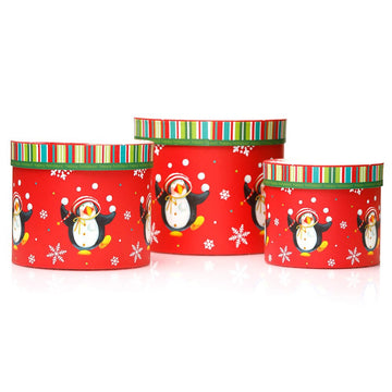 Cutii rotunde Pinguinii Veseli - set 3 bucăți