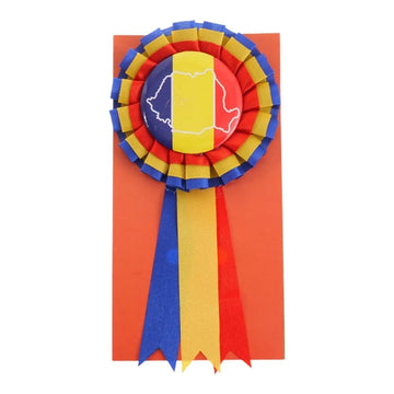 Cocardă insignă tricoloră România - Accesoriu simbol național pentru evenimente oficiale